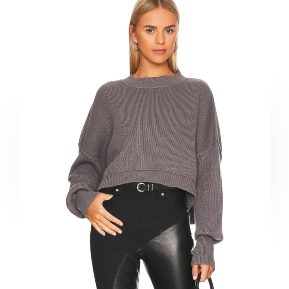 Free People - Women's Gray Easy Street Crop Sweater Sz Medium